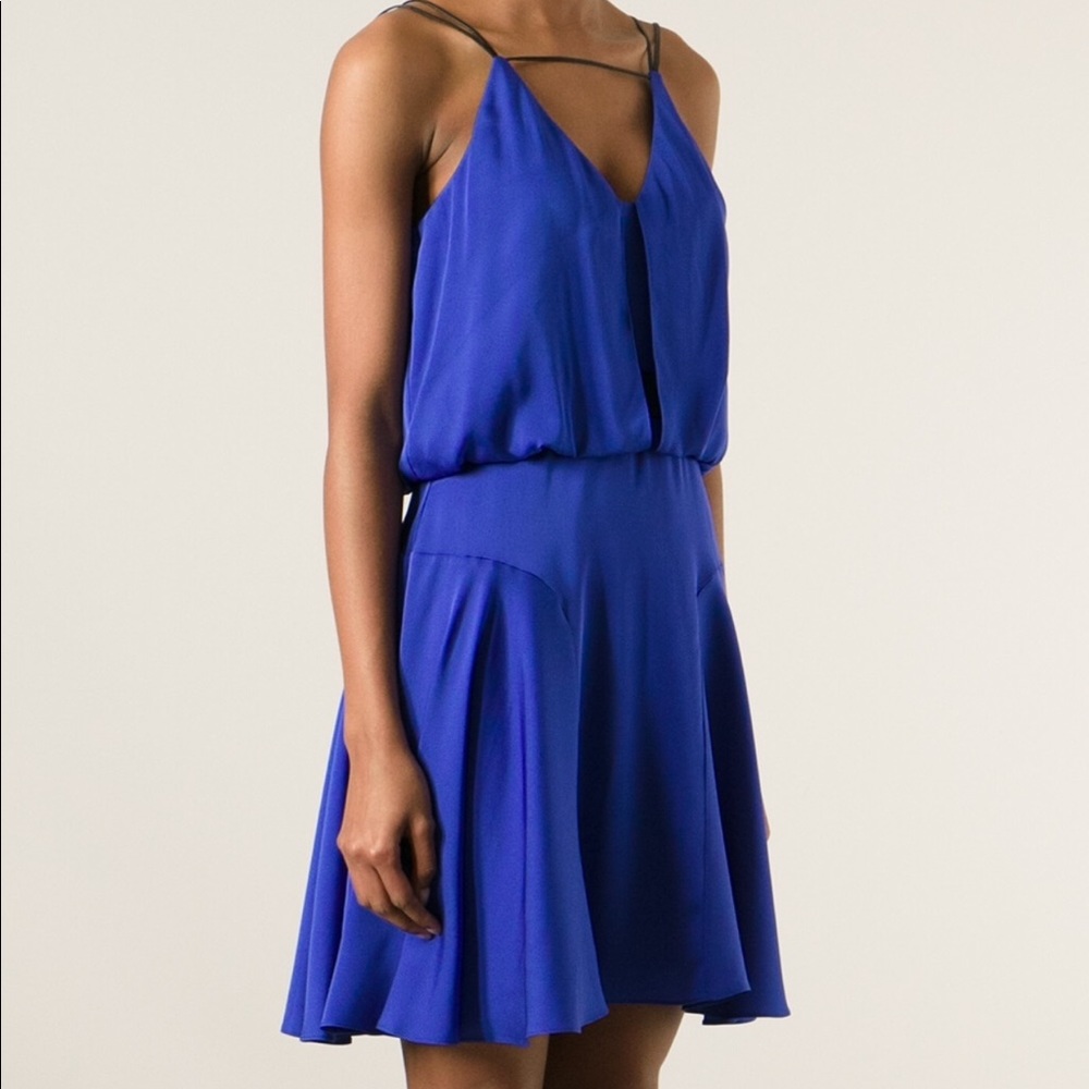 Milly Leather Trimmed Silk-Stretch Dress